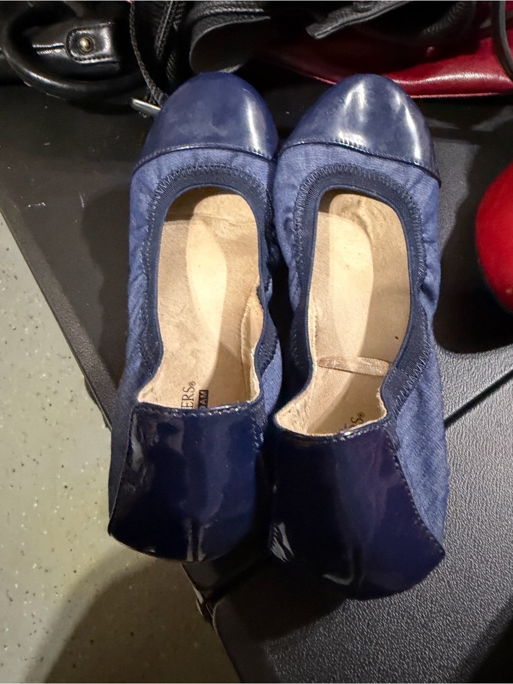 Kim Rogers Navy Patent & Fabric Ballet Flats